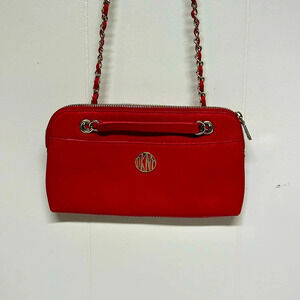DKNY red Chain Handbag Saffiano Leather Excellent Condition shoulder bag